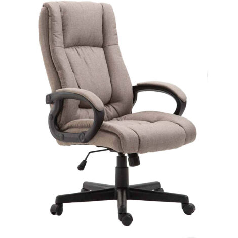 Fauteuil de bureau sur roulettes accoudoirs hauteur réglable en tissu taupe cadre plastique 100006937