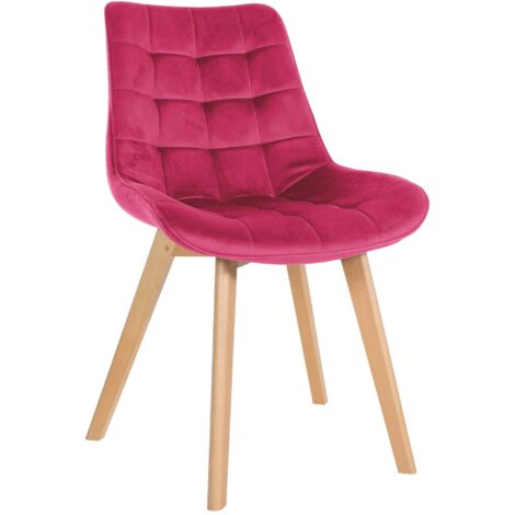 Chaise de salle à manger x1 style scandinave motif matelassé en velours rouge cadre en bois 100007130 (1/5)