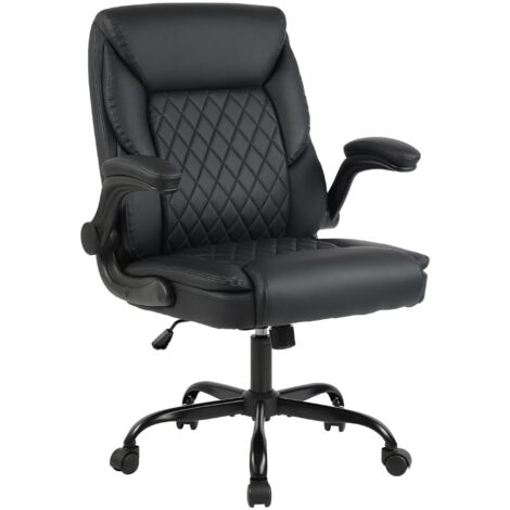 Chaise de bureau sur roulettes hauteur réglable accoudoirs en similicuir noir cadre métallique 100006919 (1/5)