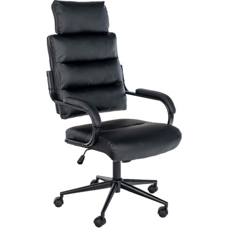Fauteuil de bureau avec appuie-tête pivotante réglable en hauteur accoudoirs similicuir noir cadre métal 100006912 (1/5)
