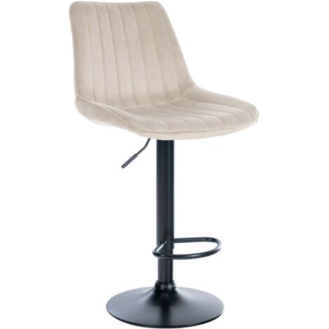 Tabouret de bar x1 réglable en hauteur pivotant à 360° assise en velours crème couture verticale pied métal noir 100005760 (1/5)