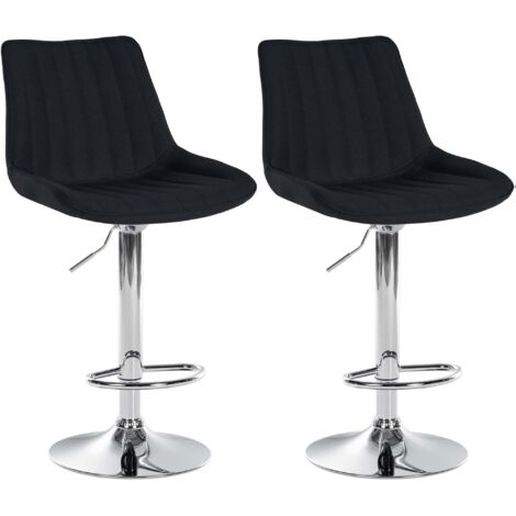 Lot de 2 tabourets de bar réglable en hauteur pivotant à 360° assise en tissu noir couture verticale pied métal chromé 100006409 (1/5)