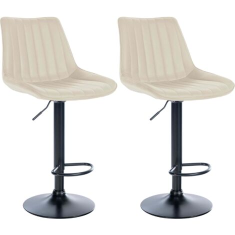 Lot de 2 tabourets de bar réglable en hauteur pivotant à 360° assise en similicuir crème couture verticale pied métal noir 100006779 (1/5)