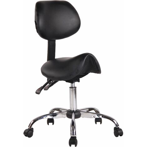 Tabouret de travail avec assise en forme de selle cheval ajustable et pivotant PVC noir TABO10074 (1/4)