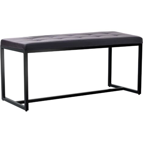 LUE BONA Banc De Lit Capitonné 113 Cm Similicuir Marron Rouge - Pieds Métal Moderne