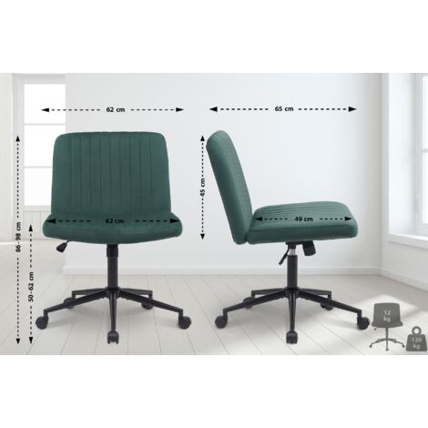 Vinsetto Chaise de bureau style Art déco hauteur réglable pivotante 360° piètement métal doré velours
