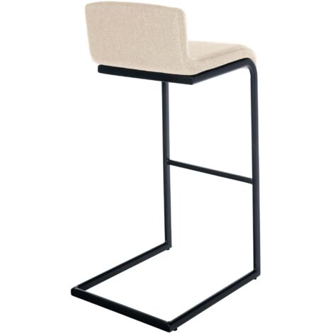 Tabouret de bar x1 design simple avec repose-pieds en tissu crème pieds