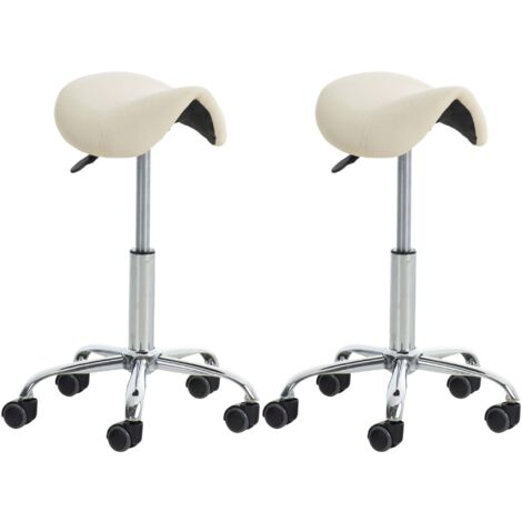 Lot de 2 tabourets de travail cabinets médicaux les salons de beauté en métal chromé assise en PVC crème 100007008 (1/5)