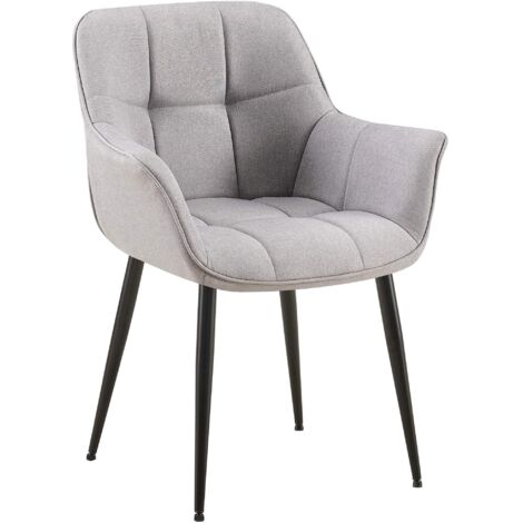 Chaise avec accoudoirs en tissu matelassé gris structure métallique noir confort premium 100007503 (1/5)