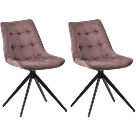 Lot de 2 chaises contemporaine pivotante avec pieds croisés en métal noir et assise en velours marron 100007594 (1/5)