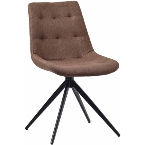Chaise contemporaine pivotante avec pieds croisés en métal noir et assise en tissu marron 100007491 (1/4)