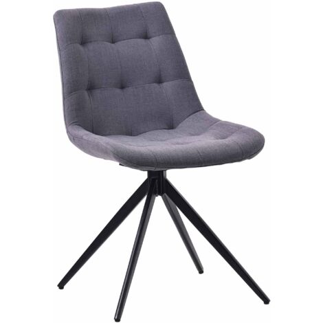 Chaise contemporaine pivotante avec pieds croisés en métal noir et assise en tissu gris foncé 100007379 (1/4)