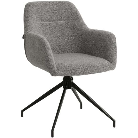 Chaise en tissu bouclette gris avec pied étoile en métal noir – Chaise design moderne 100007254 (1/5)