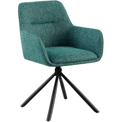 Chaise pivotante style moderne et contemporain en tissu vert piètement à quatre pieds métal noir 100007507 (1/4)