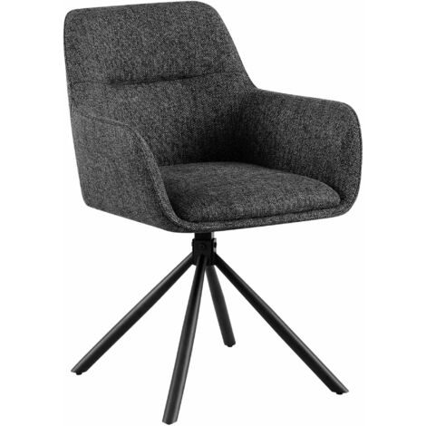 Chaise pivotante style moderne et contemporain en tissu gris foncé piètement à quatre pieds métal noir 100007280 (1/4)