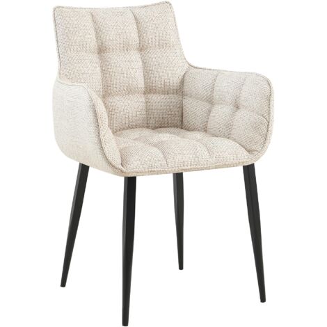 Chaise design rembourrée en tissu crème design enveloppant pieds métal noir 100007489 (1/4)