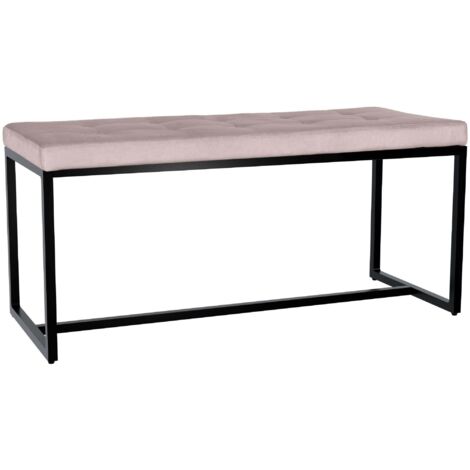 Banc rembourré 100 cm design avec assise matelassée en velours gris clair et structure métal noir 100008548 (1/4)