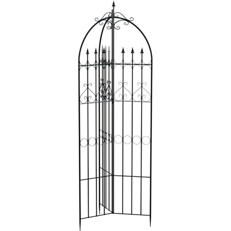 Treillis de jardin décoratif en métal noir support élégant pour plantes grimpantes style ancien 100008919 (1/5)