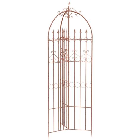 Treillis de jardin décoratif en métal marron vieilli support élégant pour plantes grimpantes style ancien 100008914 (1/4)