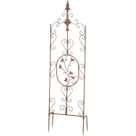 Treillis décoratif de jardin 122x35 cm en métal marron vieilli support élégant pour plantes grimpantes 100003867 (1/5)