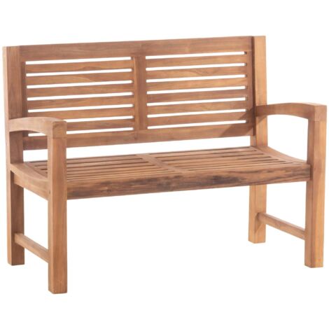 Banc en teck 120 cm avec dossier et accoudoirs design authentique et confortable 100008580 (1/5)