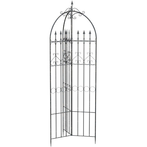 Treillis de jardin décoratif en métal bronze support élégant pour plantes grimpantes style ancien 100008916 (1/4)