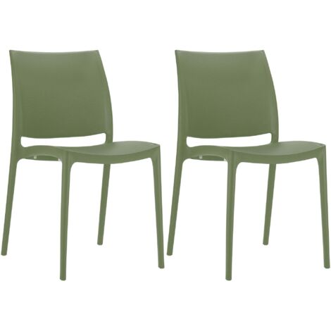 Chaise moderne empilable en polypropylène couleur olive – Résistante aux UV et à l’eau intérieur / extérieur 100007941 (1/5)