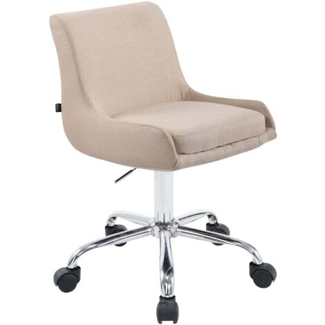 Siège de travail moderne en tissu crème – Dossier incurvé enveloppant assise ergonomique et piètement à roulettes 100007055 (1/3)