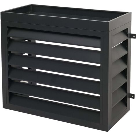 Cache climatiseur avec bac à fleurs 80 x 90 x 38 cm en métal anthracite 040009459