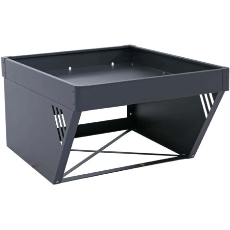 Garage pour robot tondeuse avec jardinière moderne 40 x 60 x 70 cm en métal anthracite 040008937