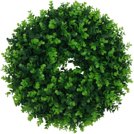 Couronne décorative avec 4 porte-bougies pour intérieur extérieur 10 x 45 x 45 cm en PE vert 040009164 (1/5)