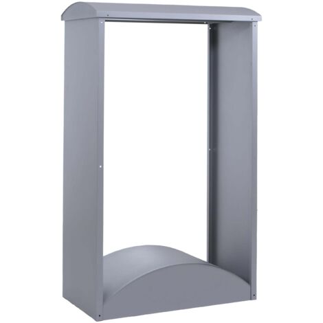 Abri à bois range-bûches extérieur 160 x 98 x 50 cm en métal galvanisé gris 040008891 (1/5)