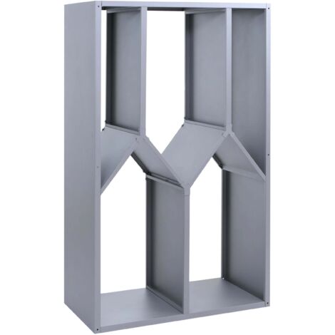 Abri à bois range-bûches extérieur design géométrique moderne 160 x 95 x 50 cm en métal galvanisé gris 040008892 (1/5)