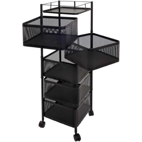 Chariot de rangement desserte roulante étagère multifonction à 5 paniers pivotants 94 x 30 x 30 cm en métal noir 040009537 (1/5)