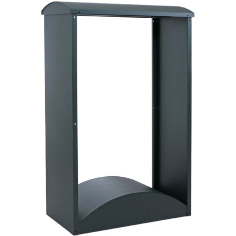 Abri à bois range-bûches extérieur avec base arrondie 160 x 98 x 50 cm en métal galvanisé vert 040008890 (1/5)