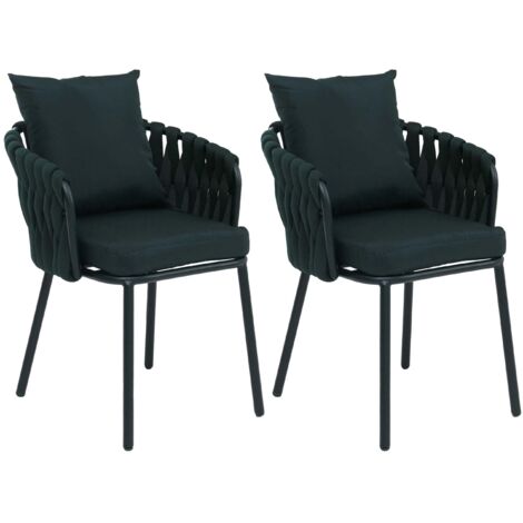 Lot de 2 fauteuils de jardin aluminium et corde tressée avec coussins déperlants vert 040008731 (1/5)