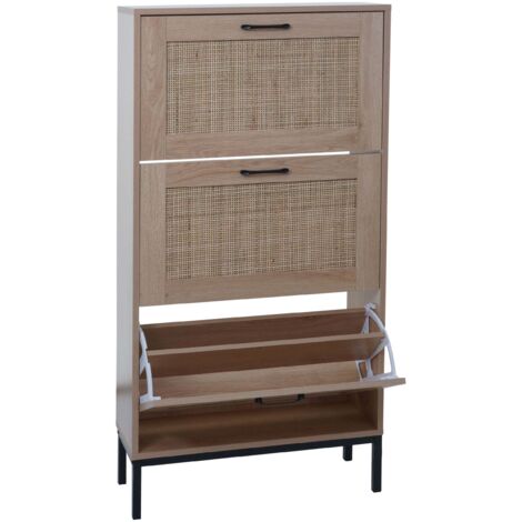 Armoire à chaussures à trois compartiments pratique rangement organisé 126 x 63 x 24 cm en MDF blanc 040009743 (1/5)