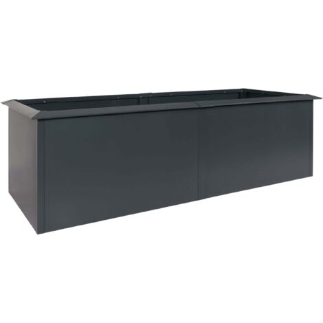 Carré potager surélevé en métal anthracite 250x90 cm avec bord anti-limaces hauteur 78 cm structure robuste 040010115 (1/5)