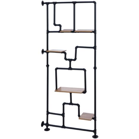 Bibliothèque séparateur de pièce style industriel 5 étagères 203 x 80 cm MDF brun clair et fer 040008758 (1/5)