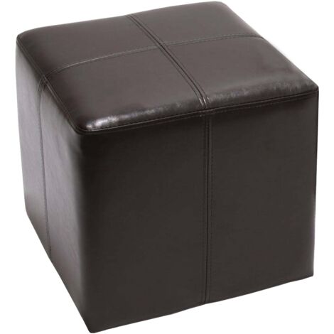Pouf cube tabouret et repose-pieds en cuir et similicuir marron 36 x 36 x 36 cm 040011598 (1/4)