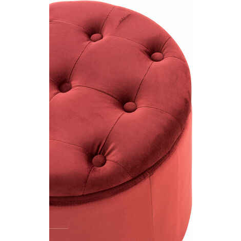 Pouf Tabouret Coffre Avec Espace De Rangement En Tissu Velours Rouge X Cm Tabo