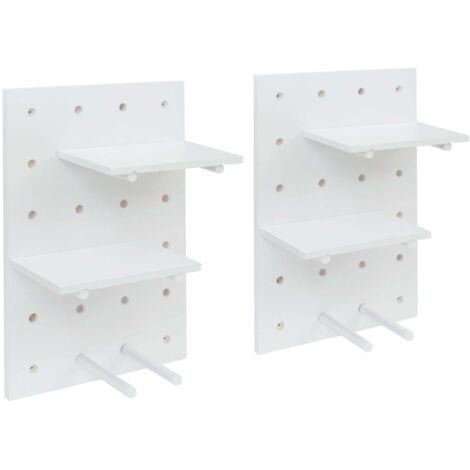 Lot de 2 panneaux muraux décoration murale étagère murale modulable avec 4 niveaux 60 x 40 cm blanc 040009085 (1/5)