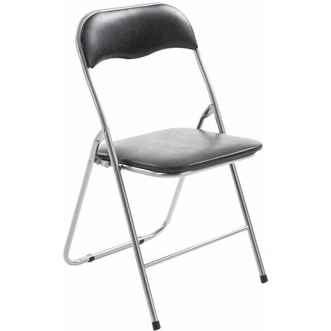 Chaise de cuisine pliable noir pied en métal chromé MED10006 (1/4)