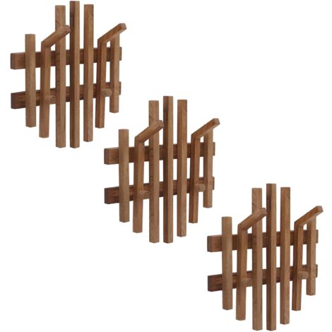 Lot de 3 panneaux de penderie murale quatre crochets en bois massif de chêne 040008800 (1/5)