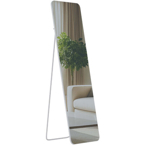 Miroir sur pied ou mural cadre métablanc style moderne miroir pleine longueur 140 x 40 cm 100008423 (1/5)