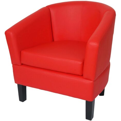 Fauteuil de salon confortable 72 x 72 x 60 cm avec assise ergonomique design moderne en PU rouge 040009561 (1/5)