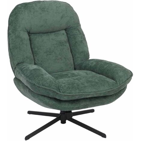 Fauteuil relax TV design moderne et confort fonction de bascule pivotant en métal et tissu chenille vert 040009032 (1/5)