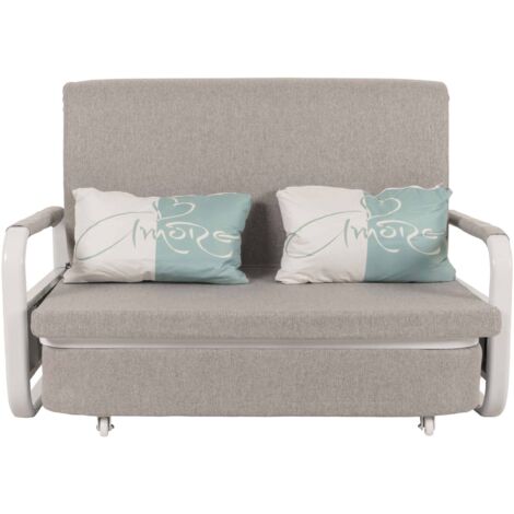 Canapé convertible avec coffre de rangement tissu gris clair 130x185 cm couchage 114x182 cm 040010093 (1/5)