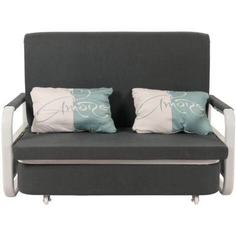 Canapé convertible avec coffre de rangement roulettes accoudoirs coussins confort gain de place tissu gris foncé 040010095 (1/5)