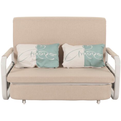 Canapé convertible avec coffre de rangement fonction lit compact accoudoirs coussins confort tissu beige 040010104 (1/5)